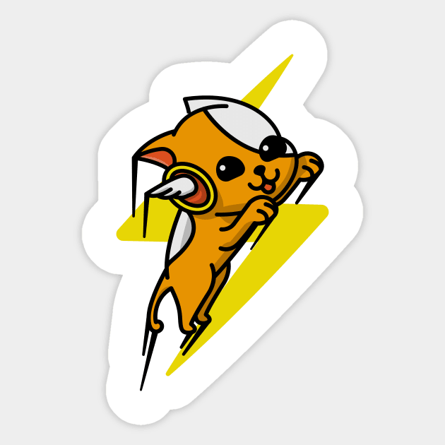 Lightning Bolt Flying Dog Orange Sticker by BradleyHeal